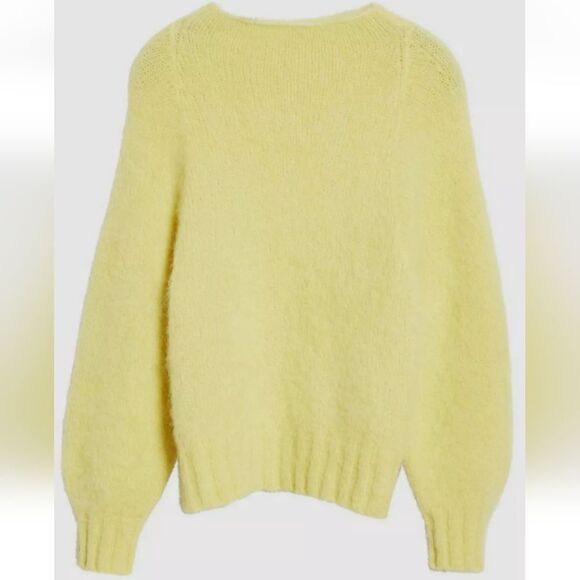 Equipment Yellow Boat Neck Alpaca Fuzzy Textured Oversized Sweater XS - Picture 3 of 4
